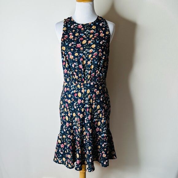 J. Crew Mercantile Navy Vintage Floral Ruched Waist Midi Dress - Picture 1 of 8